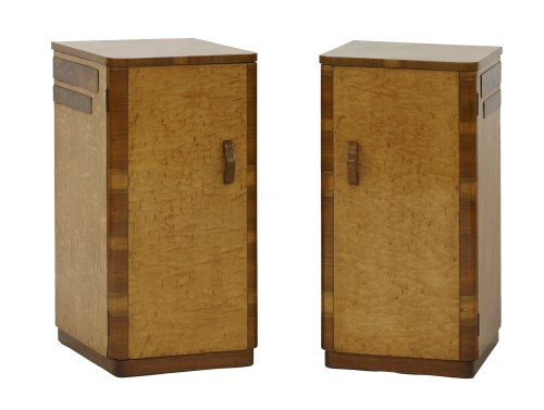 Lot 151 - A pair of Art Deco bird's-eye maple and walnut pot cupboards