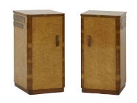 Lot 151 - A pair of Art Deco bird's-eye maple and walnut pot cupboards