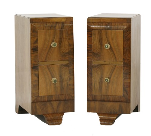 Lot 155 - A pair of Art Deco walnut bedside chests