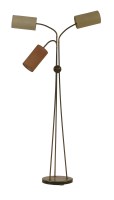 Lot 527 - A brass and walnut tripod standard lamp