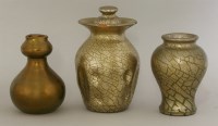 Lot 47 - Three Elton 'Sunflower' pottery crackled glaze vessels