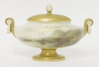 Lot 1079 - A Royal Worcester two handled oval vase and cover