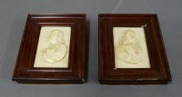 Lot 1230 - Two early 20th century carved ivory relief portraits