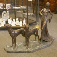 Lot 1281 - A large Art Deco style bronze group