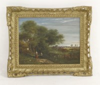 Lot 1394 - Walter Heath Williams (1835-1906)
FIGURES ON A PATH IN A WOODED LANDSCAPE
Signed with monogram l.r.