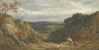 Lot 1403 - Follower of John Linnell
A SHEPHERD IN A HILLY LANDSCAPE
Bears signature