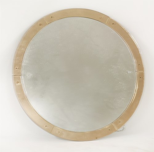 Lot 188 - An Art Deco clear and pink tinted circular wall mirror