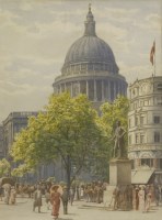 Lot 262 - William Henry Simpson (fl.1880-1905)
VIEW OF ST. PAUL'S CATHEDRAL WITH FIGURES
Signed below mount