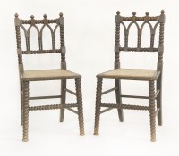 Lot 437 - A pair of Victorian oak bobbin turned single chairs