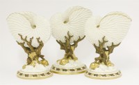 Lot 42 - Three Royal Worcester Shell Vases