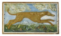 Lot 72 - A carved and painted wood double-sided greyhound sign