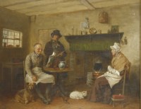 Lot 341 - Edmund Bristow (1787-1876)
FIGURES IN A COTTAGE INTERIOR 
Signed and dated 1843 l.r.