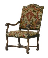 Lot 516 - A Louis XIV walnut open armchair