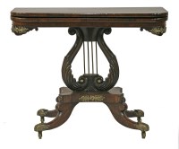 Lot 519 - A Regency rosewood and boxwood strung fold-over card table