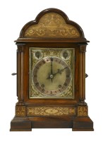 Lot 374 - An Edwardian inlaid rosewood mantel clock