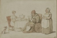 Lot 256 - Thomas Rowlandson (1756-1827)
'THE TEA TABLE'
Inscribed with collector's initials for William Esdaile