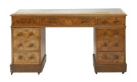 Lot 553 - A Victorian burr walnut kneehole desk