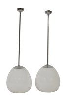 Lot 1409 - A pair of chrome ceiling lights