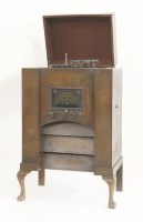 Lot 1156 - A 1930s Plessey wooden cabinet gramophone with radio