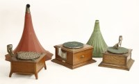 Lot 1160 - Three wooden gramophones