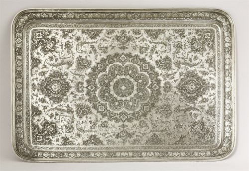 Lot 8 - A Persian silver tray