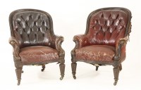 Lot 1486 - A pair of William IV mahogany library armchairs