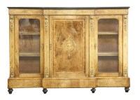 Lot 605 - A Victorian strung and inlaid walnut breakfront credenza