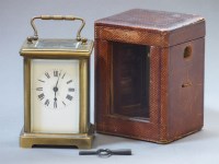 Lot 218 - A French brass carriage clock