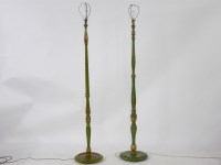 Lot 751 - A pair of early 20th century green painted chinoiserie standard lamps