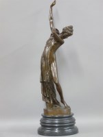 Lot 322 - A reproduction bronze of an Art Nouveau style semi-clad figure