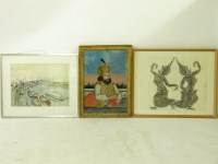 Lot 548 - Indian School
PORTRAIT OF AN INDIAN PRINCE
Reverse painting on glass
35 x 51cm;
together with a Burmese print