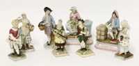 Lot 199 - Four pairs of 19th century Continental porcelain figures