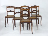 Lot 775 - Six Continental mahogany single dining chairs