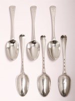 Lot 115 - A set of six George III Irish old english pattern silver tablespoons