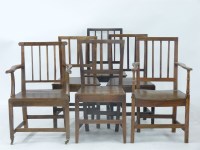 Lot 621 - A harlequin set of fifteen country Hepplewhite dining chairs