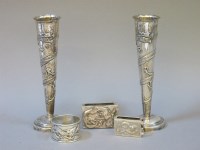 Lot 156 - A pair of Chinese silver spill vases