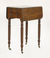 Lot 577 - A George III mahogany drop-leaf work table