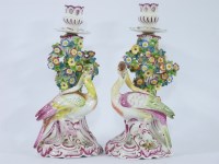 Lot 442 - A pair of late 19th century Samson porcelain candlesticks