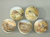 Lot 98 - Five Staffordshire pot lids and boxes
