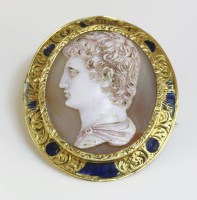 Lot 285 - A Victorian agate and glass composite cameo brooch