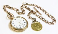 Lot 347 - A rolled gold Waltham open-faced pocket watch
