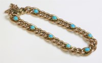 Lot 351 - An Edwardian turquoise set gold bracelet