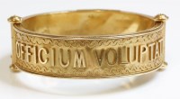 Lot 280 - An Italian cased Archaeological Revival gold bangle