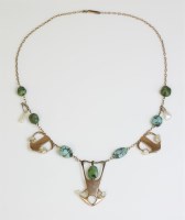Lot 349 - A gold Liberty Cymric freshwater pearl and turquoise necklace