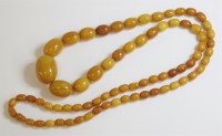 Lot 336 - A single row graduated amber bead necklace