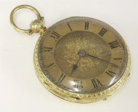 Lot 324 - An 18ct gold key wound open-faced pocket watch