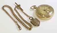 Lot 320 - An 18ct gold key wound open-faced pocket watch