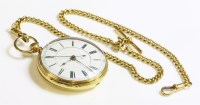 Lot 341 - An 18ct gold key wound open-faced pocket watch