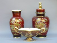 Lot 312 - A Crown Devon Rouge Royale vase and cover