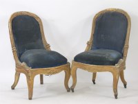 Lot 608 - A pair of early Victorian gilt slipper chairs